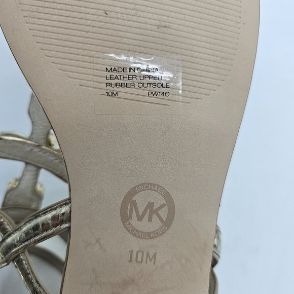Michael Michael Kora Gold Metallic Snake Print Gladiator Jeweled Sandal Size 10 - Picture 4 of 7